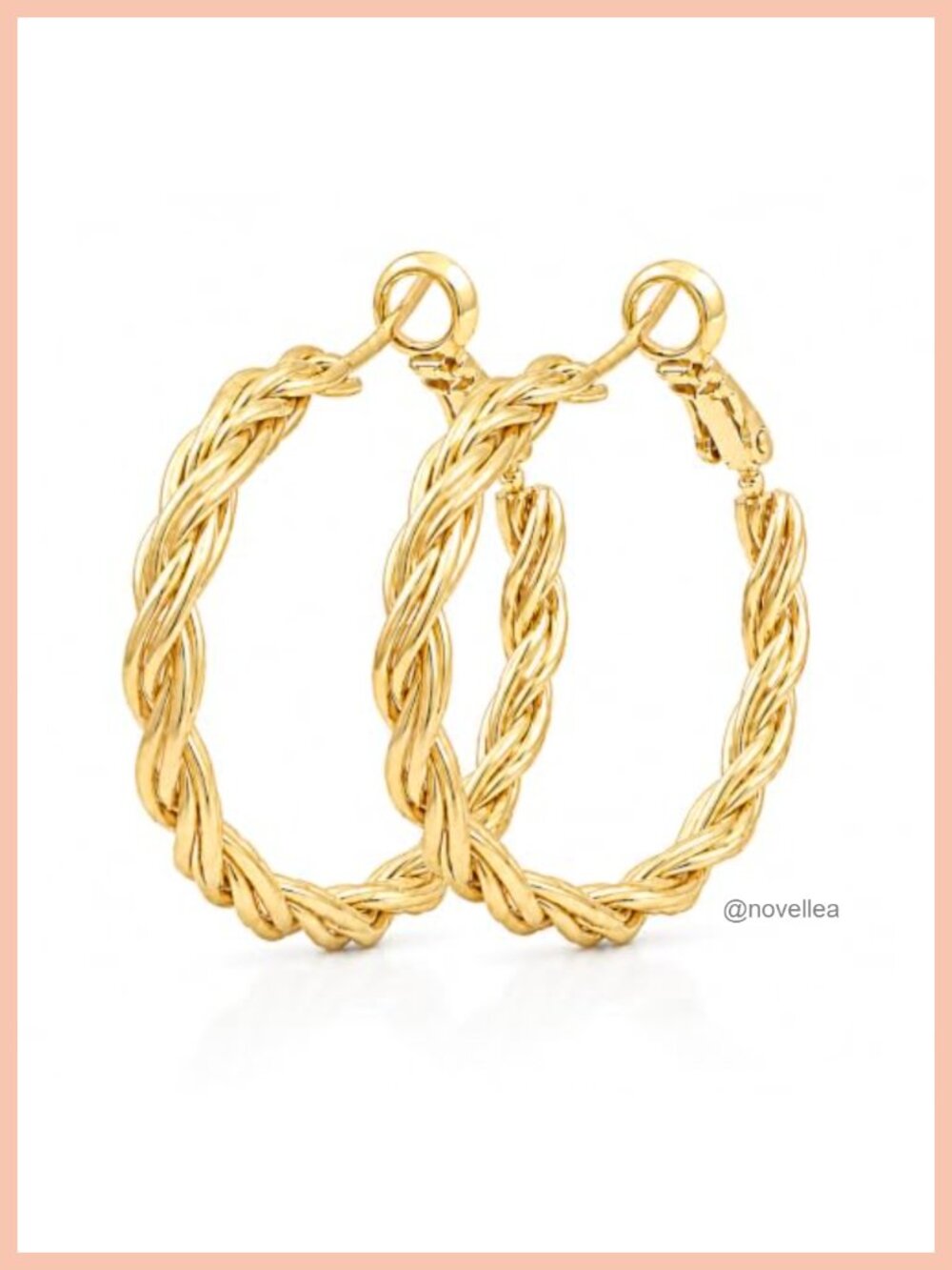 14K Gold Plated Hoop Earrings for Women Twist Design Hypoallergenic